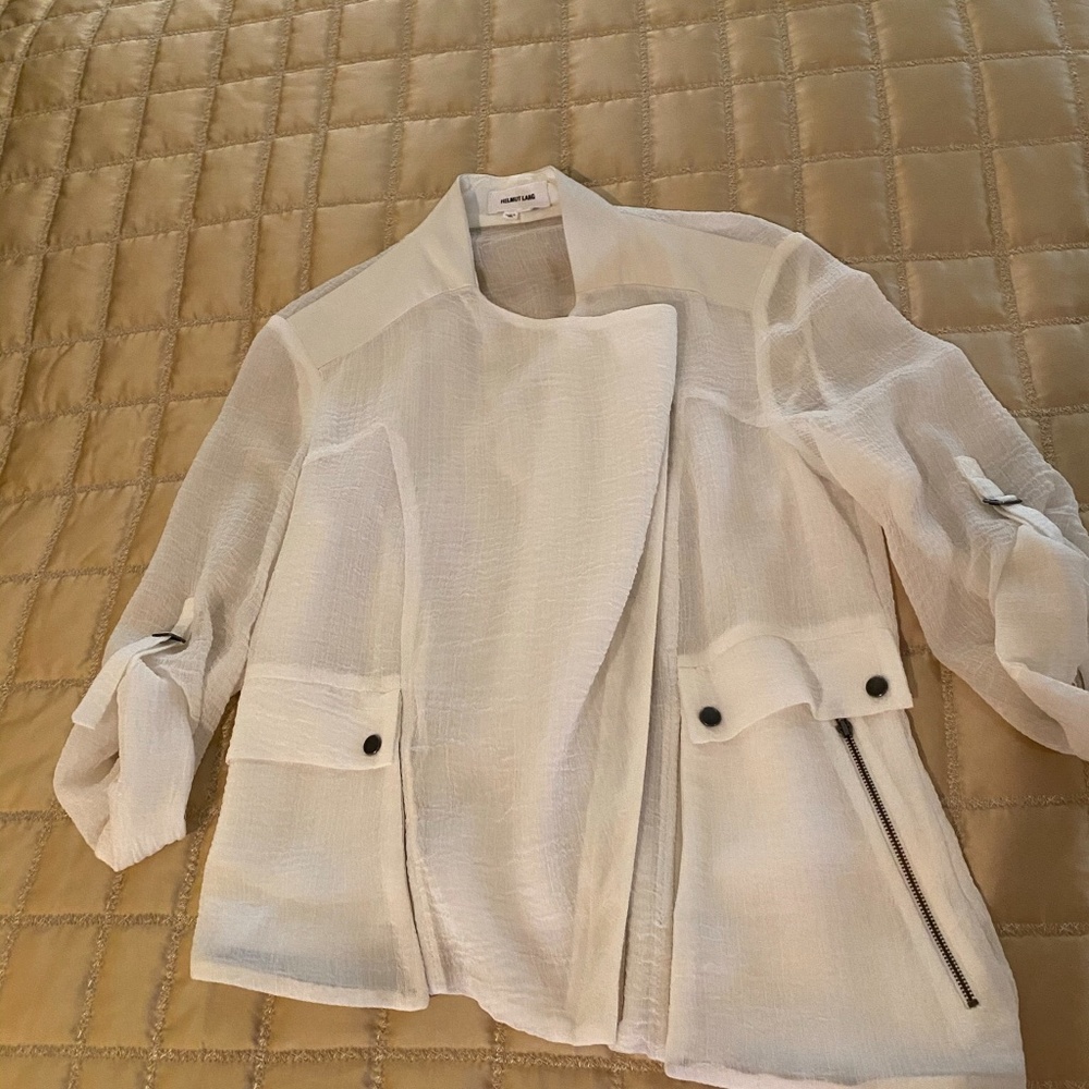 Helmut Lang Zippered angled sheer jacket